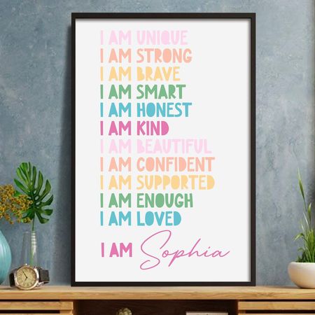 I Am Unique, I Am Strong, Inspirational Words Poster - Personalized Custom Vertical Poster